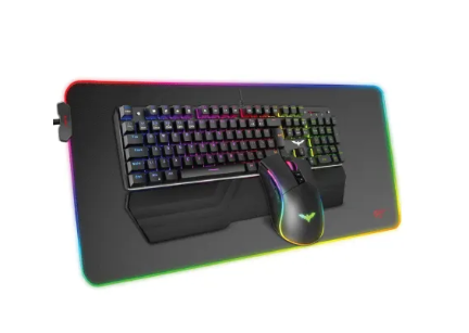 HAVIT KB511L RGB GAMING KEYBOARD W/WRIST REST, MOUSE & MOUSE PAD 3-IN-1 COMBO (Mechanical Keyborad)